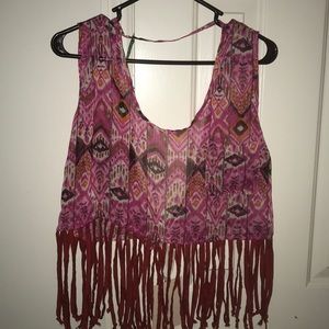 Fringe open back shirt